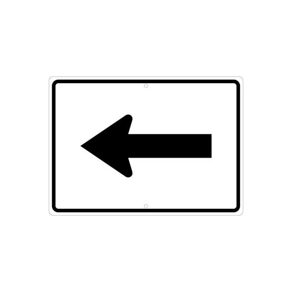 NMC Traffic Sign, Auxiliary Arrow Left, 15in X 21in, White